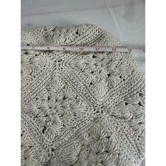 Ivory Crochet Macrame Hobo Hippie Shoulder Crossbody Bag Boho Bucket Purse Indie - Picture 11 of 14
